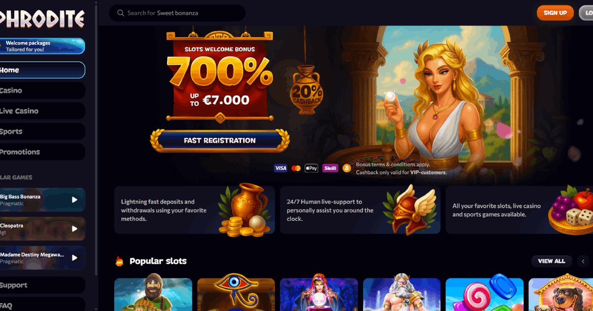 Aphrodite Casino : espace bonus et promotions en cours