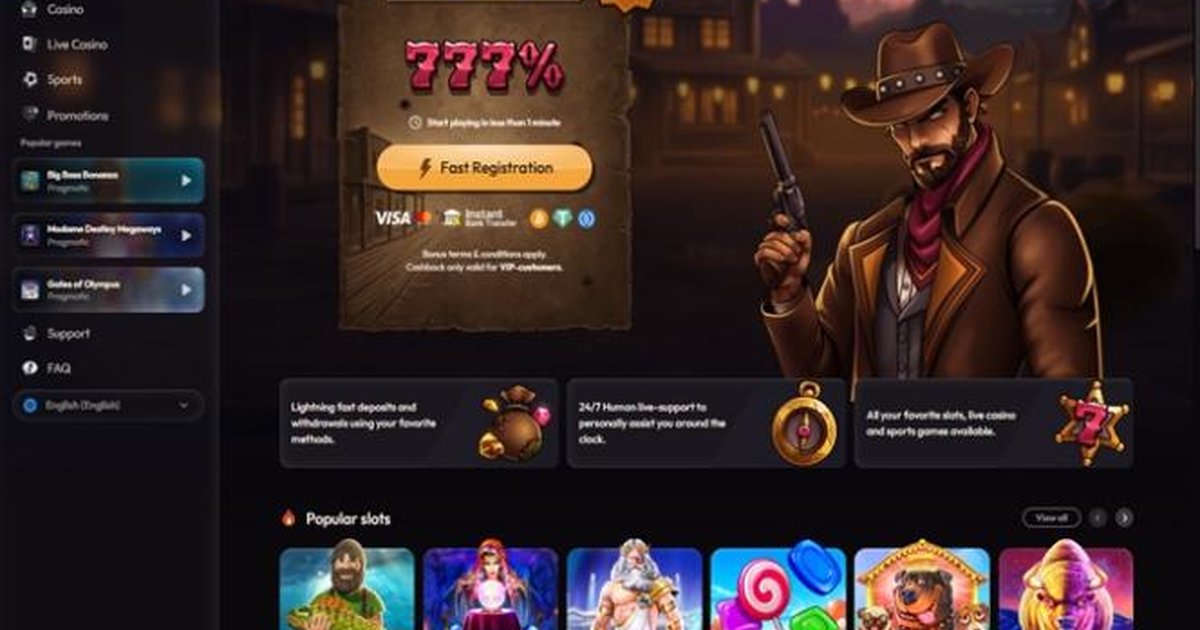 Capture d'ecran de Mad Casino avec le lobby de jeux et l'espace VIP